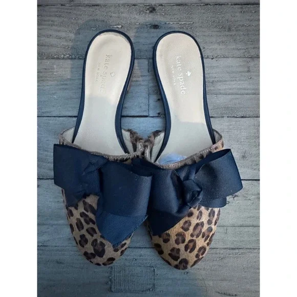 Kate Spade New York Belgrove Bow Mules in Leopard-print‎ calf hair Size 6.5 - Picture 4 of 6